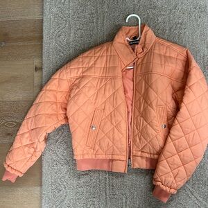 Harve Benard Peach Quilted Bomber Jacket
